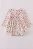 Pink rose hand smocked bubble