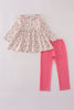 Pink rose hand smocked pants set