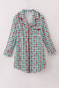 Green bow plaid mom gown