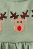 Green christmas reindeer embroidery girl bloomers set