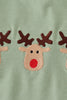 Green christmas reindeer embroidery girl set