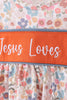 Jesus loves me embroidery floral print girl bloomers set