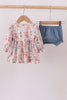 Jesus loves me embroidery floral print girl bloomers set