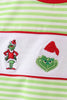 Green christmas grinch embroidery boy top