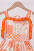 Orange Tennessee patchwork ruffle jumpsuit
