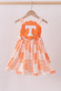 Orange Tennessee applique patchwork ruffle dress