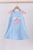 Blue character plane applique ruffle dress