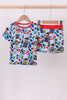 Blue character print bamboo pajama set