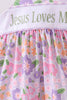 Purple floral Jesus loves me embroidery bloomer set