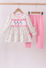 Pink duck embroidery pants set