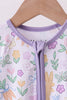 Purple floral print romper