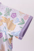 Purple floral print romper