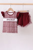 Mississippi Hail State smocked ruffle gingham shorts set