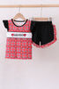 Arkansas smocked plaid ruffle shorts set