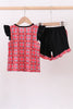 Arkansas smocked plaid ruffle shorts set