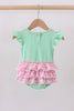 Green camper embroidery ruffle bubble