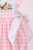Pink zoo embroidery gingham ruffle bubble