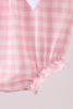 Pink zoo embroidery gingham ruffle bubble
