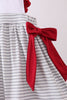 Maroon Alabama embroidery stripe ruffle dress
