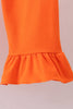 Orange Tennessee embroidery stripe ruffle dress