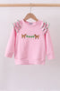 Pink puppy clover embroidery ruffle top