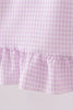 Purple Gingham Lace Ruffle Dress