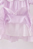 Purple Gingham Lace Ruffle Dress