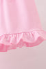 Pink character embroidery ruffle shorts set