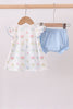 Blue floral bow bloomer set