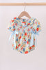 Floral smocked ruffle bubble