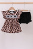 Leopard butterfly smocked ruffle bloomer set
