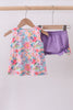 Purple floral daddy's girl smocked ruffle bloomer set