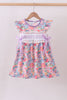 Purple floral daddy's girl smocked ruffle dress