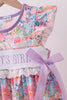 Purple floral daddy's girl smocked ruffle dress