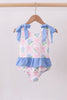 Blue bow floral ruffle swimsuit