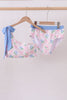 Blue bow floral women 2pc swimsuit