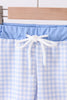 Blue gingham swim trunks