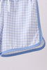 Blue gingham swim trunks