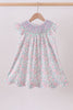 Green Floral Smocked Dress