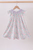 Green Floral Smocked Dress