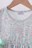 Green floral print bow dress