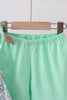 Green floral print ruffle shorts set