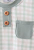 Sage plaid pocket romper