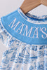 Blue mama's girl embroidery ruffle bloomer set