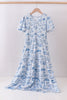 Blue beach sea smocked women dress