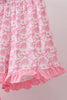 Pink floral print bow ruffle shorts set