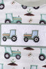 Green farm tractor embroidery romper
