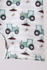 Green farm tractor embroidery romper