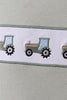 Green farm tractor embroidery shorts set