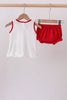 Red star applique ruffle bloomer set